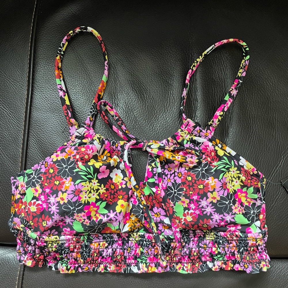 California Waves Junior's Printed Longline Bikini Top